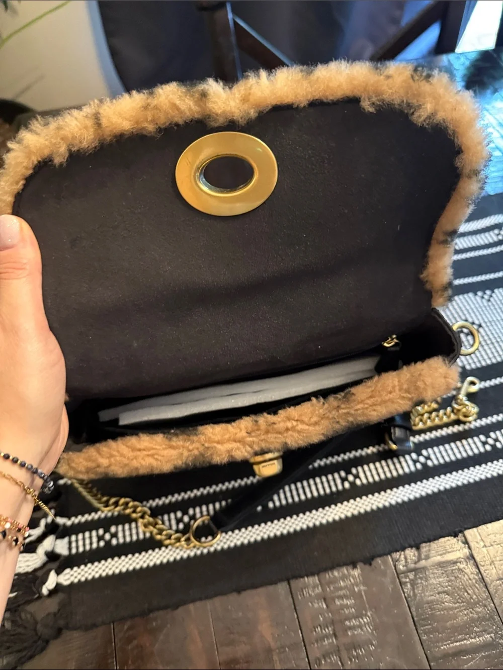 Coach J Lo Faux Fur Turnlock Shoulder Bag